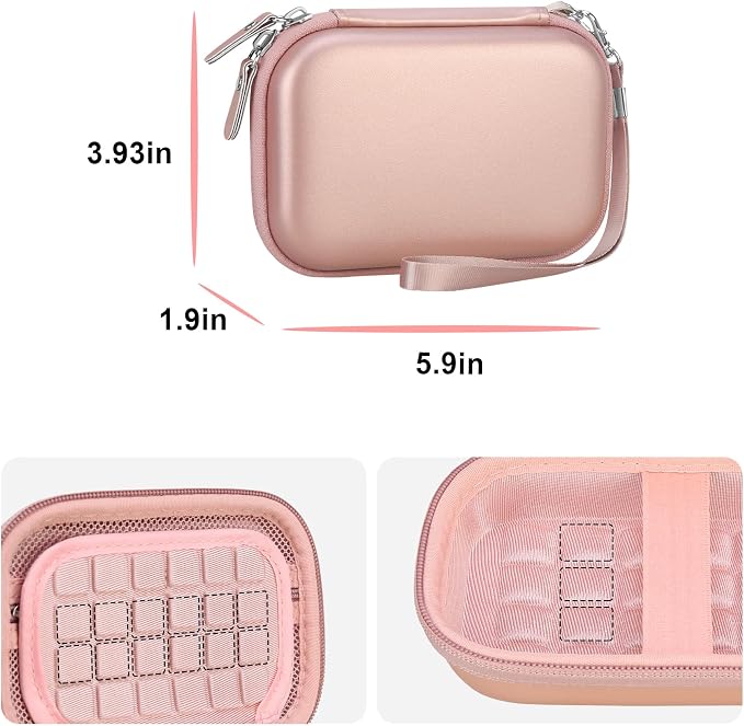 Canboc Hard Case for HP Sprocket Portable 2x3 Inch Instant Photo Printer | Zipper Mesh Pocket fits Photo Paper and Cable, Rose Gold - Image 4