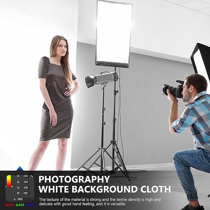 NEEWER 10 x 12FT / 3 x 3.6M PRO Photo Studio Premium Polyester Collapsible Backdrop Background for Photography, Video and Television (Backdrop ONLY) - White - Image 4