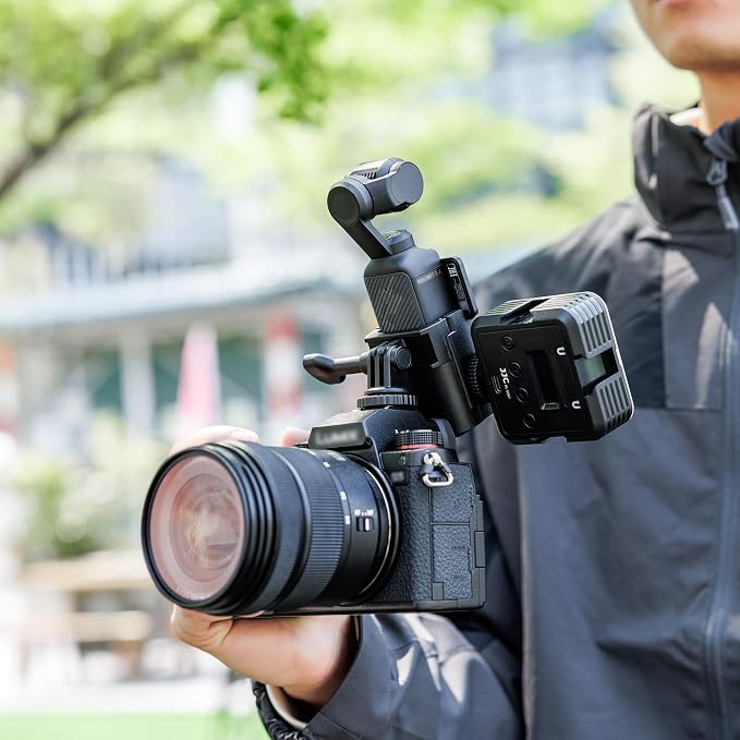 JJC 3-in-1 Expansion Adapter Cage for DJI Osmo Pocket 4 3 and Xtra Muse | Tripod Mount Hot Shoe Extender Converter, 1/4-20 Stick Handle Bracket Accessories, with Action Camera Port & Cold Shoe Holder - Image 7