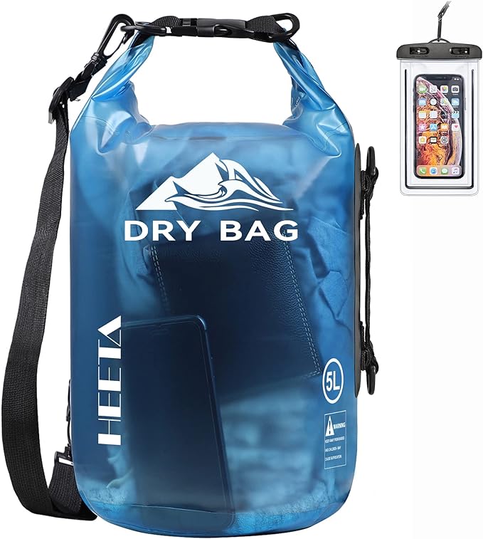 HEETA Dry Bag Waterproof Backpack with Phone Case 5L/10L/20L/30L/40L | Roll Top Lightweight Dry Storage Bag for Women Men, Travel Boating Kayaking Paddle Board Camping Beach Essentials Accessories by HEETA