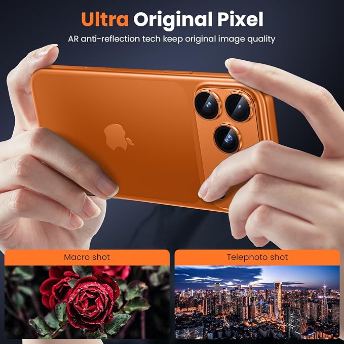 WSKEN for iPhone 17 Pro Max Camera Lens Protector - Military Grade Design | Strong Adhesion, Daily Shatterproof, Metal Aluminum Alloy Tempered Glass Camera Screen Protector, Cosmic Orange - Image 2