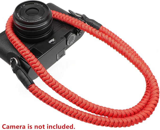 Paracord Woven Camera Neck Shoulder Strap Belt Hand Compatible with Canon Nikon Sony Olympus Pentax Fujifilm Panasonic SLR DSLR Digital Mirrorless Cameras 42 inch Red - Image 5