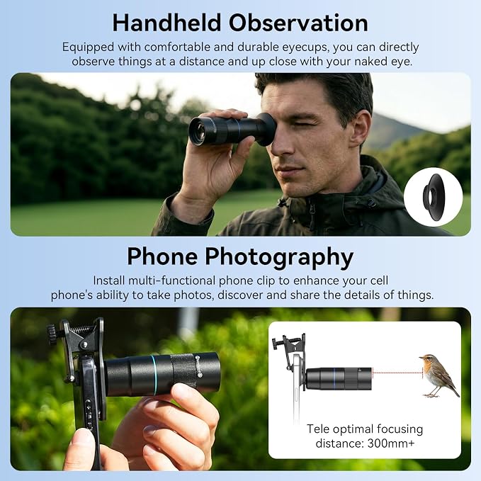 6X Telephoto Lens for Smartphone, HD Phone Camera Lens Kit with Universal Clip, Phone Lens Attachment for iPhone, Samsung and Android Phones, Wildlife, Sports, Concerts and Travel - Image 4