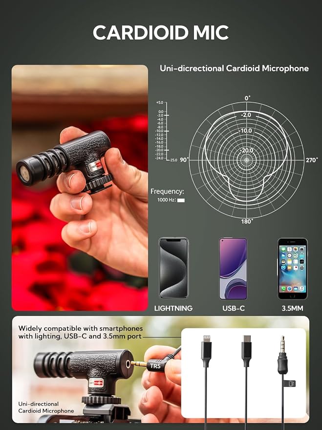 Content Creator Essentials w/Camera Tripod,Light & Mic Vlog K4 | Vlogging Kit for iPhone & Android,w/ Shotgun Microphone,59" Camera Mount Tripod,LED Light,Ball Head Mount for Video Recording - Image 5