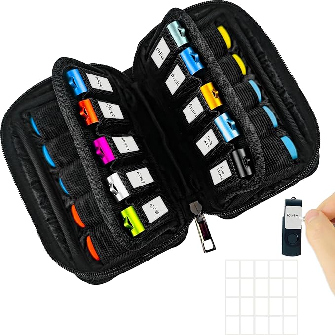 Flash Drive Case 20 Slots Storage Case JBOS USB Holder Storage Bag for Flash Drive Electronic Accessories Organizer for Memory Stick, Jump Drive, Thumb Drive, USB Cases by JBOS