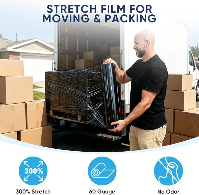 TICONN Stretch Wrap Roll, 18 in x 1000 ft Plastic Wrap for Moving Furniture | Odorless Industrial Strength Stretch Film, 300% Stretchability, Self-Adhering, Ideal for Furniture, Box Protection - Image 5