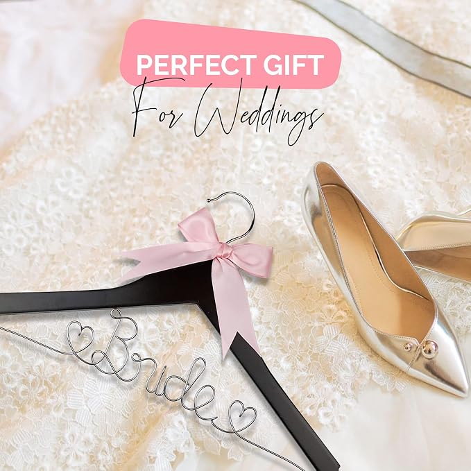 Bride Hanger for Wedding Dress, Wooden Gown Display with White Finish, Elegant Keepsake for Ceremony Photos, Bridal Shower Gift, Getting Ready Accessory for Special Day(Anatto Wood) - Image 4