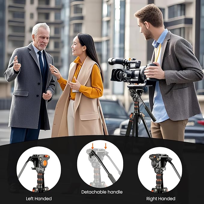 Victiv 72" Video Camera Tripod, Heavy Duty Fluid Head Tripod with Carry Bag | Professional Aluminum Camera Tripod Stand, 2-in-1 Camera Tripods & Monopods, Compatible with Camcorder, DSLR, Porjector - Image 5
