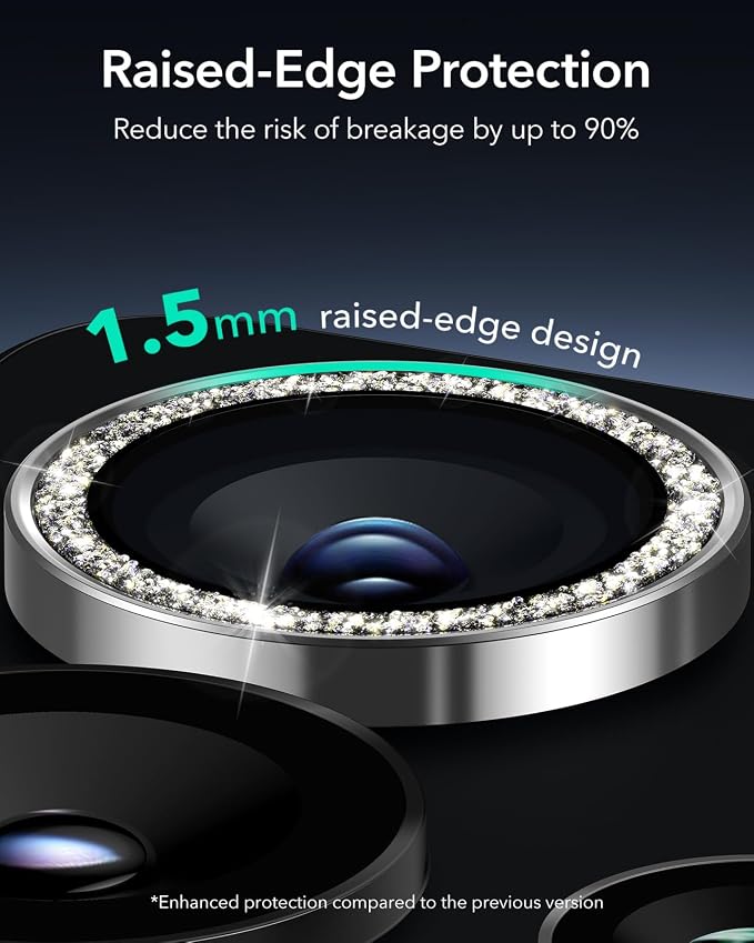 ESR for Galaxy S25 Ultra Camera Lens Protector, 1 Pack, Glitter Silver | Individual Camera Cover, 9H Tempered Glass, Original Camera Clarity, Scratch-Resistant, Case Friendly - Image 3