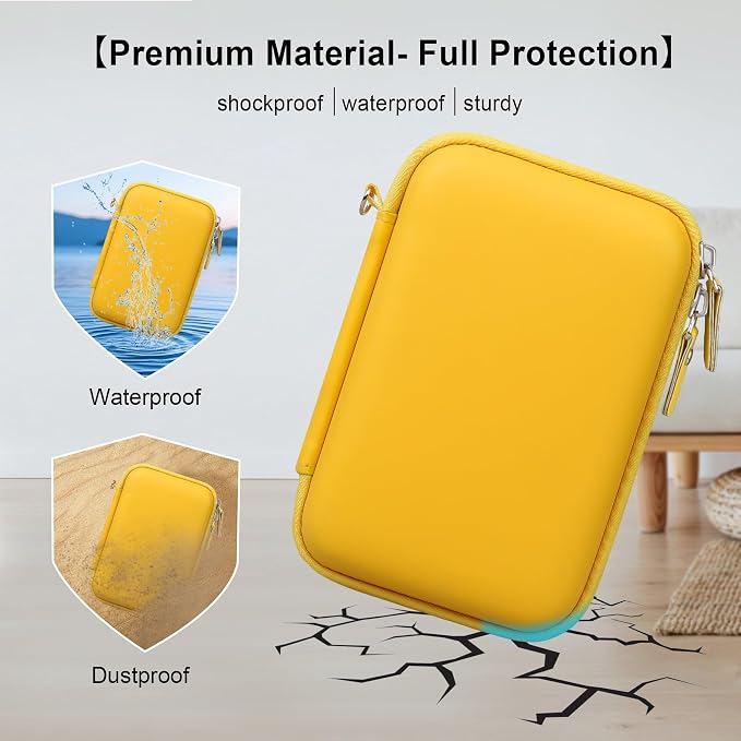 Elonbo Carrying Case for KODAK Mini 2 Retro 2x3 Portable Photo Printer | Bluetooth Smartphone Instant Color Printer Hard Travel Protective Bag, Mesh Pocket fits Cartridge Photo Paper Sheets, Yellow - Image 5