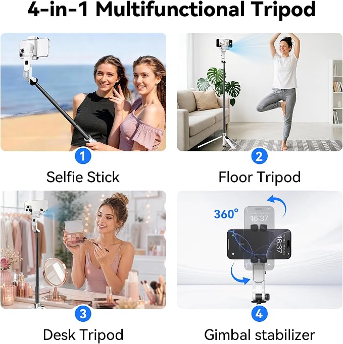 2026 Upgrade Auto Face Tracking Selfie Stick Tripod for iPhone with Light 360 °that Follows Your Movement 70.9" Phone Tripod Stand with Remote for Content Creator Vlog Live Stream Video Recording - Image 5
