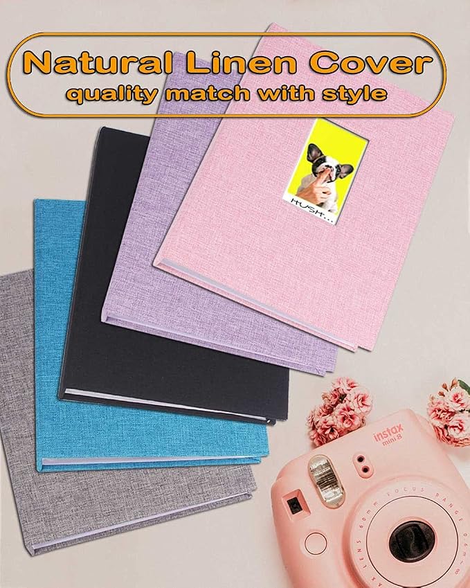 GPIRAL 2x3 Polaroid Photo Album Book 208 Vertical Photos - Linen Photo Album Compatible with Fujifilm Instax Mini Film 7s 8+ 9 11, Polaroid Snap/PIC 300, HP Sprocket, Zip Printer, Black - Image 5