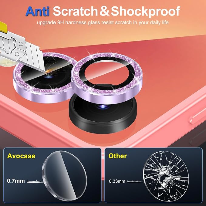 for Samsung Galaxy Z Flip 7 Camera Lens Protector, Individual Metal Ring Tempered Glass Lens Cover, [Strong Adsorption] Scratch Resistant Ultra-Thin HD Clear Lens Cover, 1 Set-Purple Sparkly - Image 3