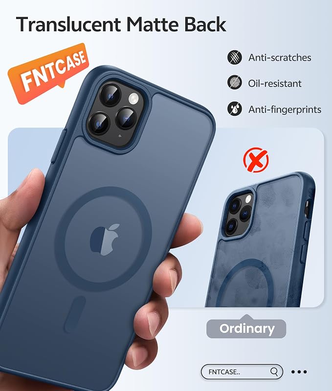 FNTCASE for iPhone 11 Pro Case, Fit for Magsafe, Translucent Matte Back | Magnetic Phone Cases, 14FT Military Grade Drop Protection, Shockproof Bumper, Slim Protective Cover, Blue - Image 6