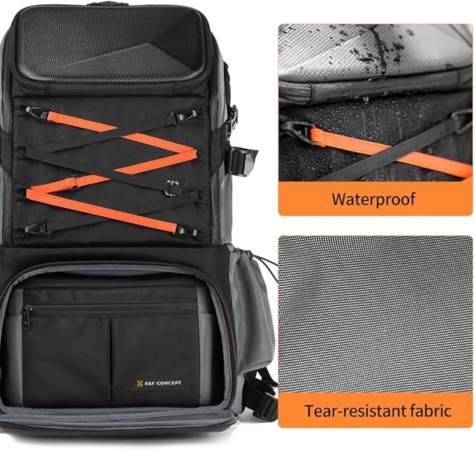 K&F CONCEPT Camera Bag 32L, 2 in 1 Camera Backpack | EVA Hardshell, Large Capacity, Rain Cover, 15.6" Laptop Compartment, Compatible with Sony Canon Nikon Fuji, B05 - Image 2