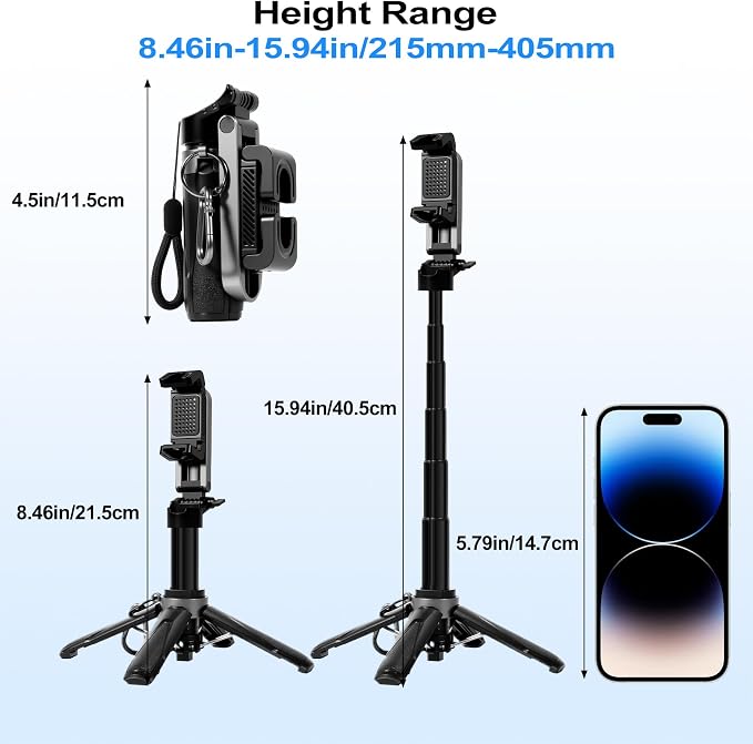 3-in-1 Mini Tripod, Selfie Stick for iPhone for 4-7 Inch iOS/Android Phones | Tripod for Iphone with Remote Control and Fill Light, Lightweight Travel Tripods for Selfie Video Recording - Image 3