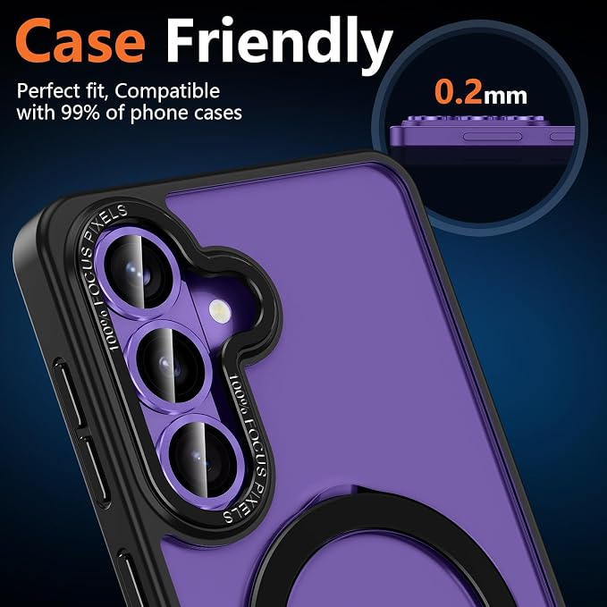 for Samsung Galaxy S26 Camera Lens Protector, Individual Metal Ring Tempered Glass Lens Cover, [Strong Adsorption] Scratch Resistant Ultra-Thin HD Clear Lens Cover, 1 Set-Purple - Image 6