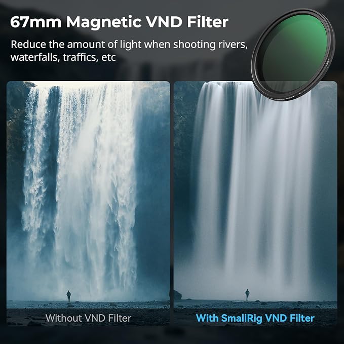 SmallRig 5-in-1 Magnetic 67mm Lens Filter Kit: VND + CPL + Black Mist 1/4 + Threaded Adapter Ring + Lens Cover + Storage Bag + Cleaning Cloth, Camera Filter Set for iPhone Lens - 4726 - Image 3