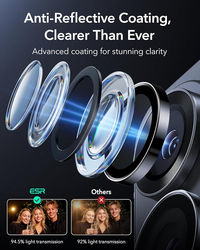 ESR for Samsung Galaxy S26 Ultra Camera Lens Protector, 2 Pack, Black | Individual Camera Cover, 9H Tempered Glass, Original Camera Clarity, Scratch-Resistant, Case Friendly - Image 5