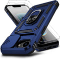 for iPhone 17e Case & iPhone 16e Case with 2X HD Screen Protector & Slide Camera Cover & Rotated Ring Kickstand, Rugged Heavy Duty Protective Phone Case for iPhone 17e/16e 6.1 inch, Blue by Muntinfe