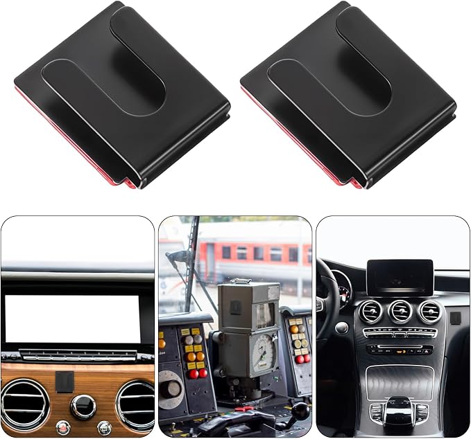 2 Pcs Radio Microphone Hanger with Adhesive Back CB Mic Holder Mount Black Metal Car Microphone Holder Universal Radio Mic Clip Holders for Cars Homes Offices Classrooms 38 x 30 x 10 mm - Image 5