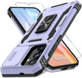 DEERLAMN Case for Samsung Galaxy S24 6.2-Inch with Slide Camera Cover+Screen Protector(1 Pack), Rotated Ring Kickstand Military Grade Shockproof Protective Cover-Light Purple by DEERLAMN