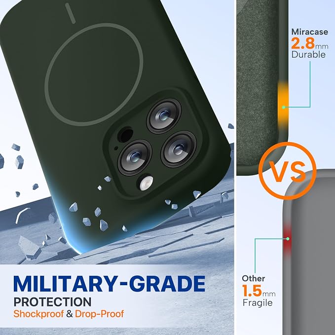 miracase Magnetic for iPhone 15 Pro Max Case, [Soft Anti-Scratch Microfiber Lining], Compatible with MagSafe, Liquid Silicone Case Shockproof Drop Protection Phone Case for 15 ProMax, Dark Green - Image 3
