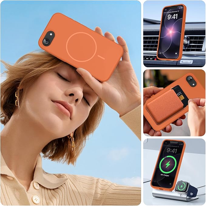 miracase Magnetic for iPhone 17e Case & iPhone 16e Case, [Soft Anti-Scratch Microfiber Lining], Compatible with MagSafe, Silicone Shockproof Protection Phone Case for iPhone 17e/16e, Orange - Image 6