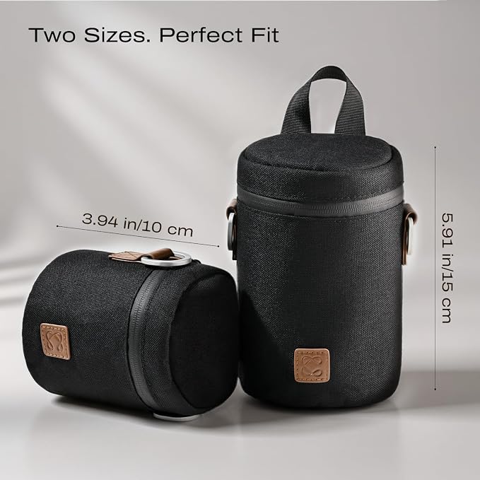 Premium Camera Lens Case with Quick Release Strap, Water Resistant Protective Lens Pouch for DSLR Camera, 2 Size L and M, Compatible for Canon, Nikon, Sony, Pentax, Olympus - Image 4