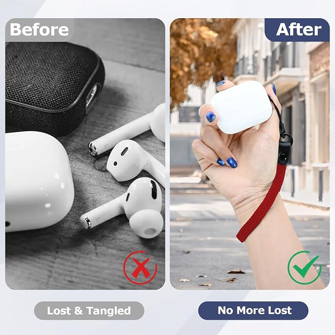 Elastic Nylon Wrist Lanyard for AirPods Case, Anti-Lost Strap for AirPods 1/2/3/Pro/Pro 2 Charging Case, Multi-Functional Wrist Strap for Phones Keys Cameras Small Gadgets, Red - Image 5