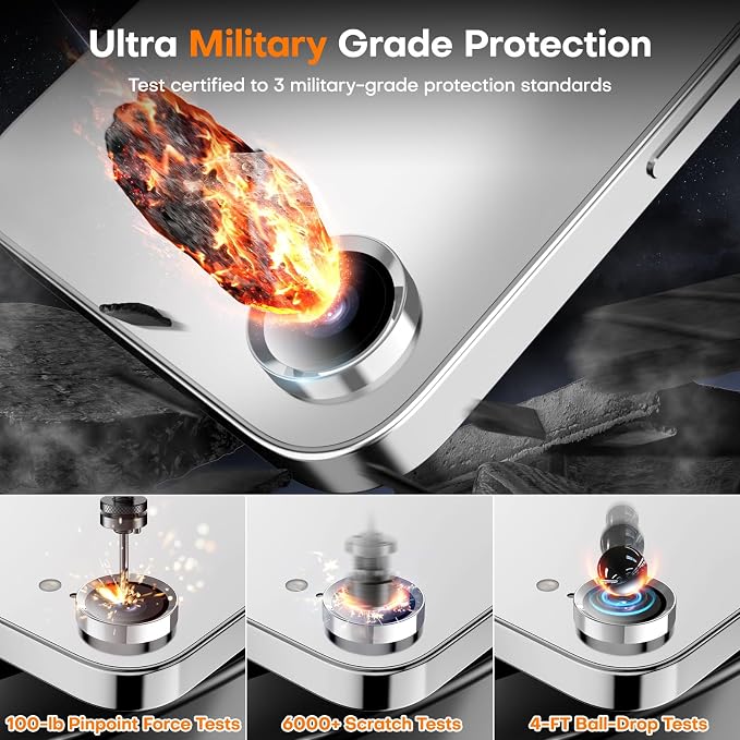 Camera Lens Protector for iPhone 17e/iPhone 16e- Silver | 9H Tempered Glass, Metal Individual Camera Cover, Accessories, Anti-drop, Case Friendly, HD Clear, Anti-Scratch - Image 5