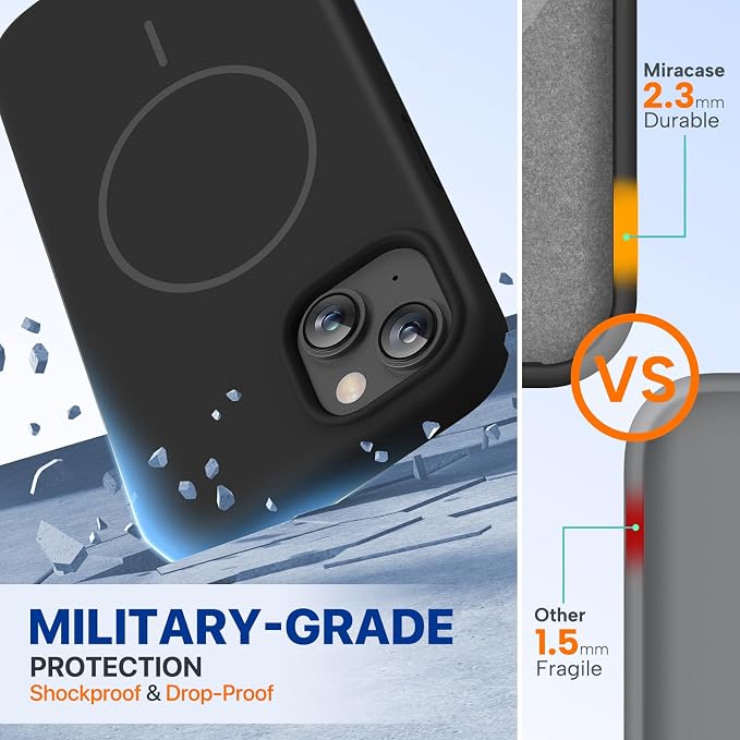 miracase Magnetic for iPhone 13 Case, [Soft Anti-Scratch Microfiber Lining], Compatible with MagSafe, Liquid Silicone Case Shockproof Drop Protection Phone Case for 13, Black Magnetic - Image 3