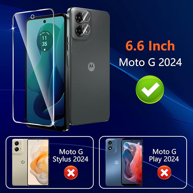 (3+2 Pack) Designed for Motorola Moto G 5G 2024 Tempered Glass Screen Protector + Camera Lens Protector,[3D Touch][Bubble-Free][Anti-Scratch] Screen Protector Glass For Motorola G 5G 2024 - Image 2