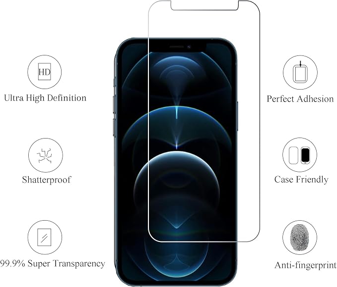 Ailun 3 Pack Screen Protector for iPhone 12 Pro Max, Tempered Glass | 6.7 Inch, Case Friendly - Image 2