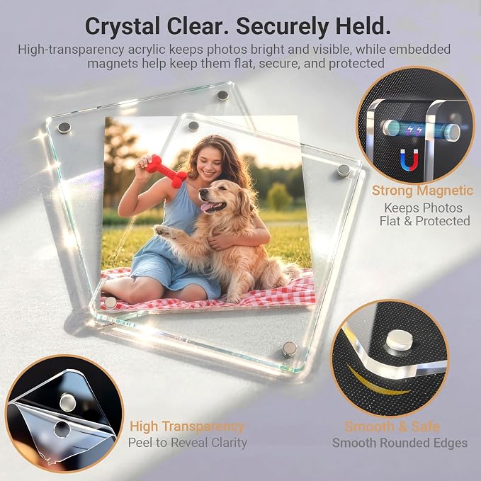 Large Car Photo Holder 2 Pack for Sun Visor & Air Vent | Magnetic Acrylic Picture Frame Fits 3.5" x 4.3" Photos, Compatible with Polaroid 600, i-Type, SX-70 & Instax Wide Prints - Image 4