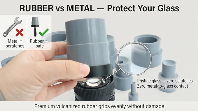 Camera Lens Repair Tool Kit (8-83mm) – 9-Piece Rubber Lens Ring Remover & Filter Wrench Set – Friction Grip Spanner for DSLR, Vintage Lens & Fungus Removal – Non-Marring Opener - Image 5