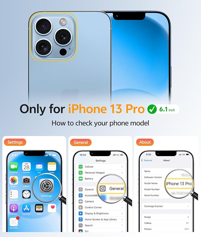 FNTCASE for iPhone 13 Pro Case, Fit for Magsafe, Screen Protector | Full Camera Protection, Translucent Matte, 14FT Military Grade Drop Proof, Shockproof Protective Phone Cover, Light Blue - Image 2