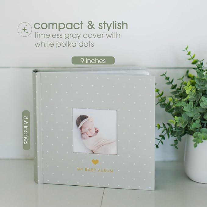 Pearhead Baby Photo Album, Holds 200 Pictures, Polka Dots, Gray,One Size (Pack of 6) - Image 5