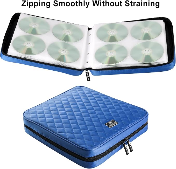 CD Case DVD Holder Storage: 160 Capacity DVD Cases Organizer Portable Wallet Storage - CD Plastic Protective Carrying Binder for Home Travel (Blue) - Image 5