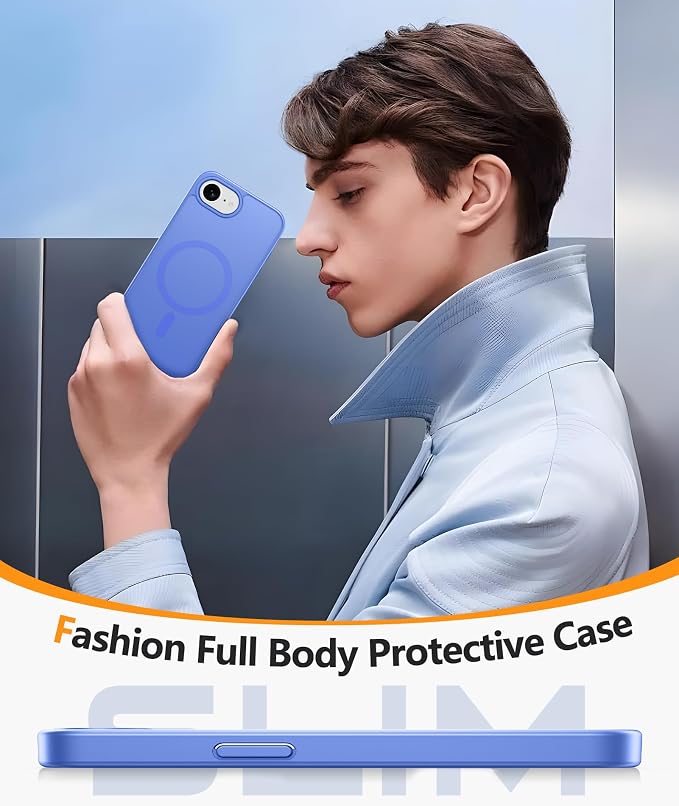 FNTCASE for iPhone 17e/ iPhone 16e Case, Fit for Magsafe, Screen Protector | Matte Magnetic Back, 14FT Military Grade Drop Protection, Shockproof Protective Phone Cover, Full Ultramarine - Image 6