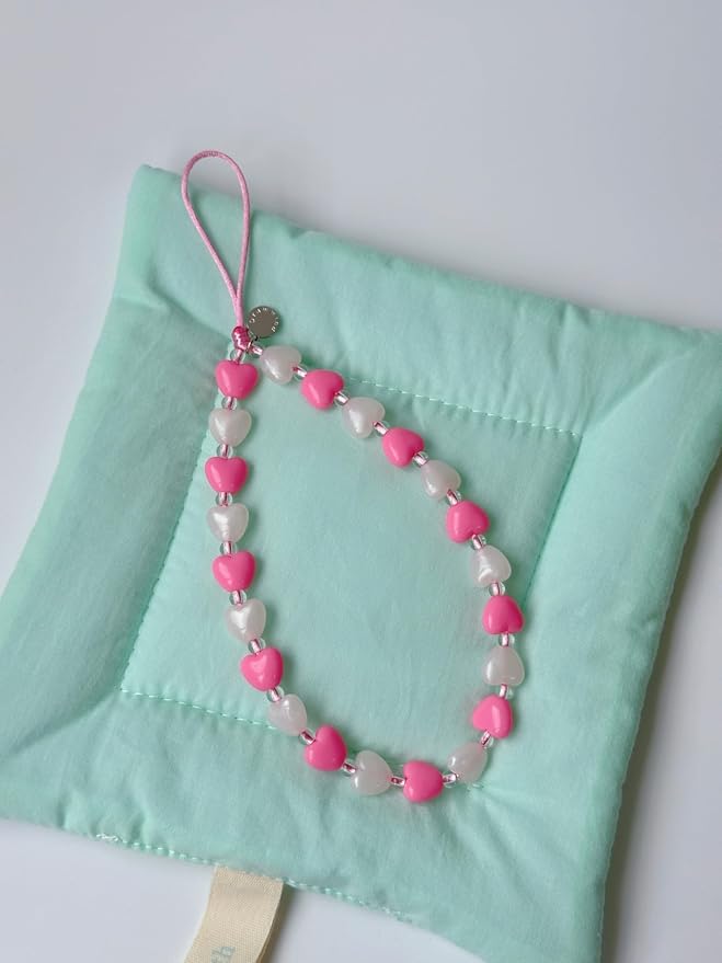 Drawwind Phone Charm Strap Cute Wrist Straps Cell Phone Charm String Y2K Aesthetic Lanyard Wristlet Chain for Case Camera AirPods Bags Keychains (Pink Hearts) - Image 6