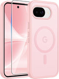 FNTCASE for Google Pixel 10a Case, Fit for Magsafe, with Screen Protector | Translucent Matte Magnetic Back, 14FT Military Grade Drop Protection, Slim Shockproof Protective Phone Cover, Light Pink by FNTCASE