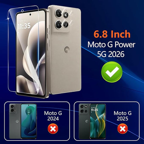 (3+2 Pack) Designed for Motorola Moto G Power 5G 2026 Tempered Glass Screen Protector + Camera Lens Protector,[3D Touch][Bubble-Free][Anti-Scratch] Screen Protector Glass For Motorola G Power 2026 - Image 2