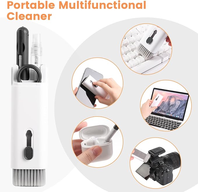 7 in 1 Electronic Cleaner kit, Cleaning Kit for Monitor Keyboard Airpods MacBook iPad iPhone iPod, Screen Dust Brush Including Soft Sweep, Swipe, Airpod Cleaner Pen, Key Puller and Spray Bottle - Image 6