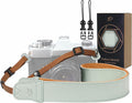 Padwa Lifestyle Mint Green Leather Camera Strap - 1.5" Soft Full Grain Cowhide Camera Straps for Photographers, Soft Suede Fabric Padded Leather Strap with Quick Release fits All Cameras by PadwaLifestyleCameraStrap