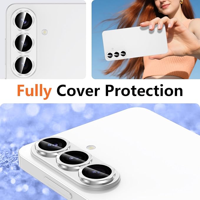 for Samsung Galaxy S26 Plus Camera Lens Protector, Individual Metal Ring Tempered Glass Lens Cover, [Strong Adsorption] Scratch Resistant Ultra-Thin HD Clear Lens Cover, 1 Set-Silvery - Image 8
