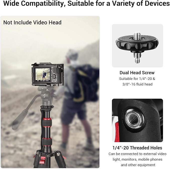 SmallRig T-10 68" Foldable Aluminum Camera Tripod/Monopod | Max. Payload 33lb, Height Adjustable from 19.7" to 67.7", Works With Cameras and Phones. - Image 7