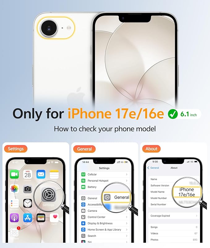 FNTCASE for iPhone 17e/ iPhone 16e Case, Fit for Magsafe, Screen Protector | Translucent Matte Magnetic Back, 14FT Military Grade Drop Protection, Shockproof Protective Phone Cover, Off White - Image 2