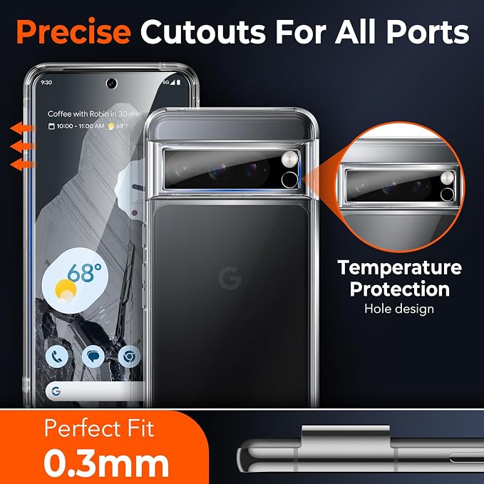 LK 2+2 Pack for Google Pixel 8 Pro Screen Protector+Camera Lens Protector | Fit Lens Cutouts Ports, Support Fingerprint Unlock, Bubble-Free, with Easy Installation Tool - Image 3