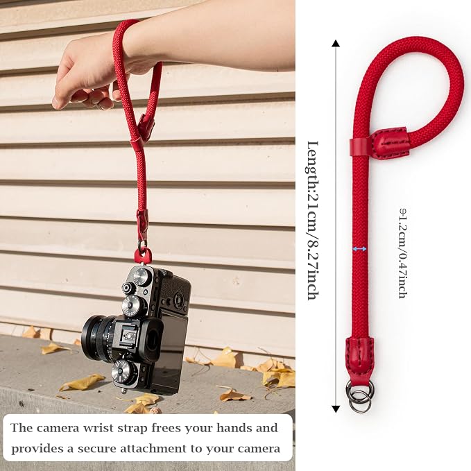 VOVMOEYA Rope Camera Wrist Strap,Camera Hand Strap Compatible with A6400 A6000 A7 IV,for Fujifilm X100V for Nikon Zf Z30 for Canon EOS R6 R7 R8 R10 Camera Wrist Straps for dslr - Red - Image 2